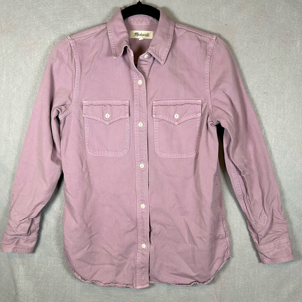 Madewell Garment-Dyed Twill Shirt-Jacket Women’s Sz XS Provence Grape‎ Oversized